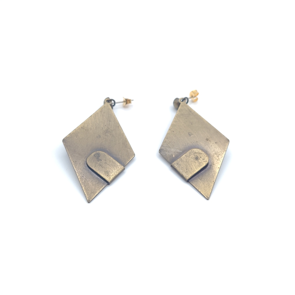 Art Deco Steampunk Geometric Drop Earrings - Picture 10 of 10